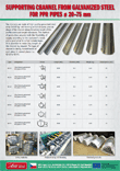 Catalogue of supporting channels from galvanized steel for PPR pipes Ø20-75mm
